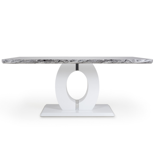 Marble Top High Gloss Grey & White 1.8 Dining Table - The Furniture Mega Store 
