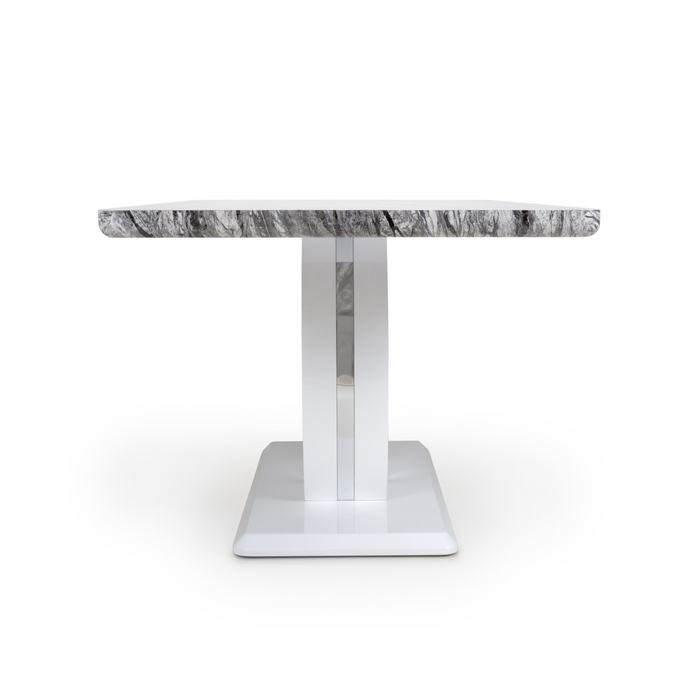 Marble Top High Gloss Grey & White 1.8 Dining Table - The Furniture Mega Store 