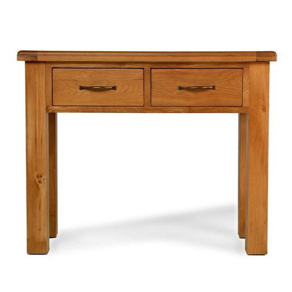 Earlswood Solid Oak 2 Drawer Console Table - The Furniture Mega Store 
