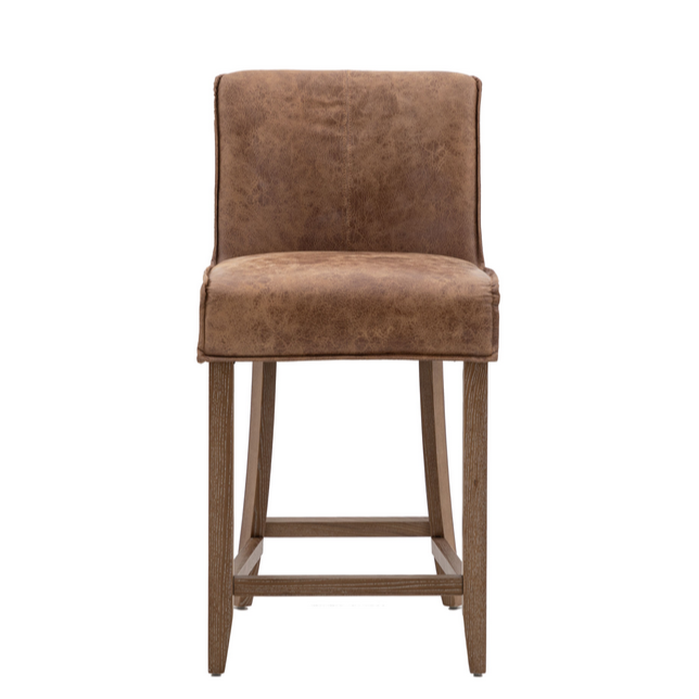 Tarnby Brown Leather Bar Stool - Set Of 2 - The Furniture Mega Store 