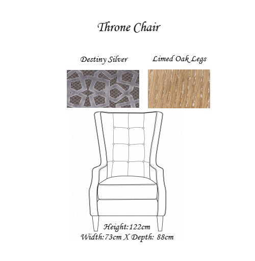 Delux Throne Winged Fabric Accent Chair - Choice Of Legs - The Furniture Mega Store 