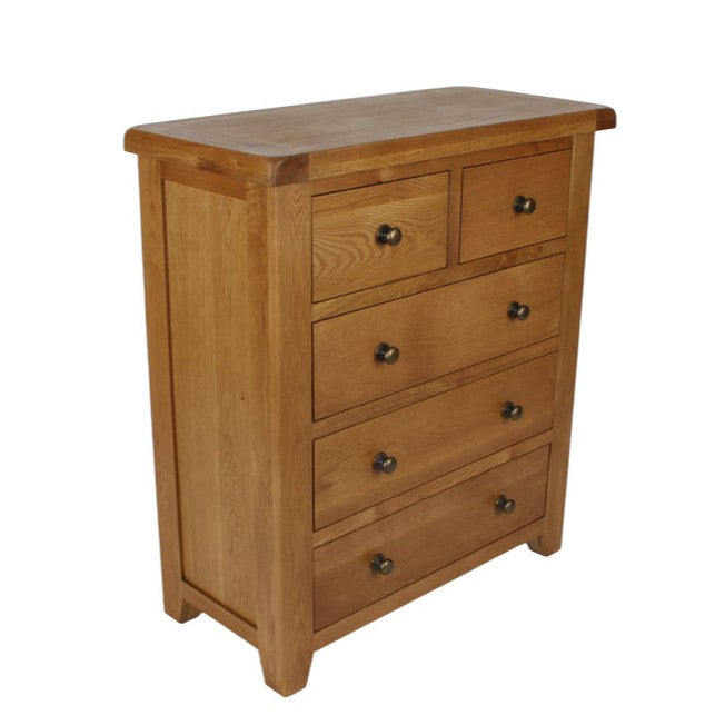 Torino Country Solid Oak 2/3 Chest Of Drawers - The Furniture Mega Store 