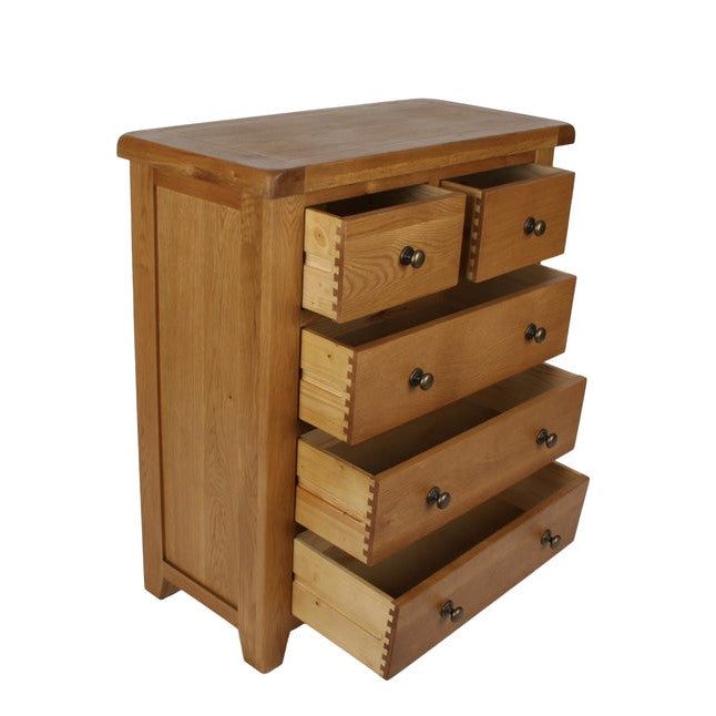 Torino Country Solid Oak 2/3 Chest Of Drawers - The Furniture Mega Store 