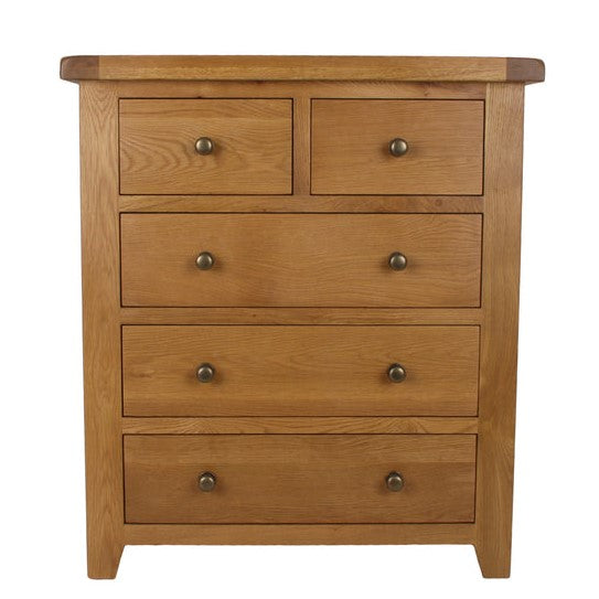 Torino Country Solid Oak 2/3 Chest Of Drawers - The Furniture Mega Store 