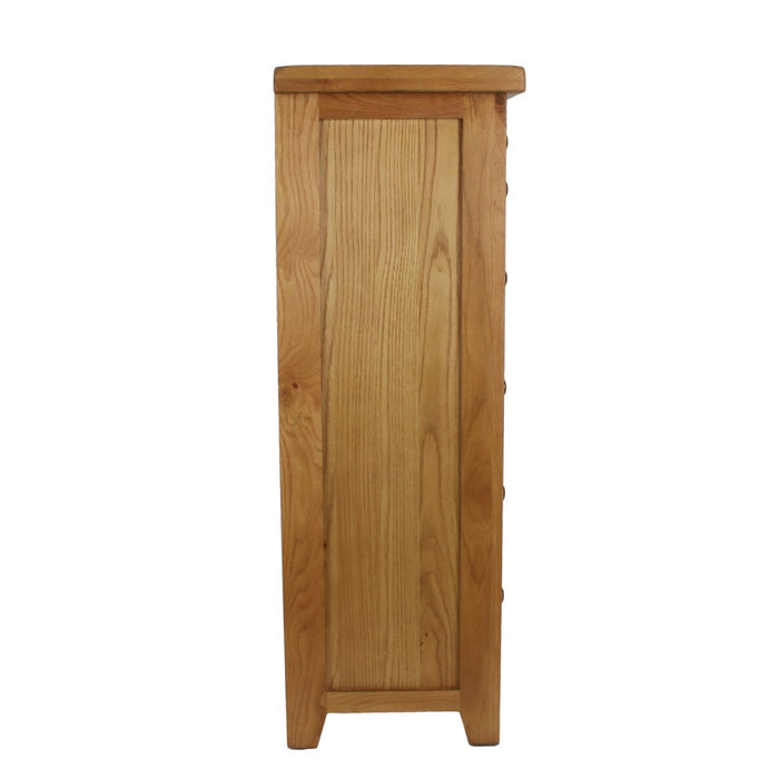 Torino Country Solid Oak 5 Drawer Tall Boy - The Furniture Mega Store 