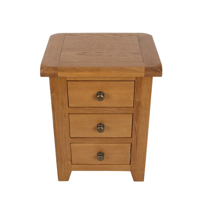 Torino Country Solid Oak 3 Drawer Bedside Table - The Furniture Mega Store 