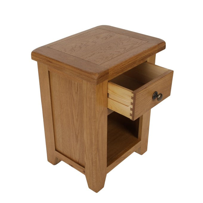 Torino Country Solid Oak 1 Drawer Bedside Table - The Furniture Mega Store 