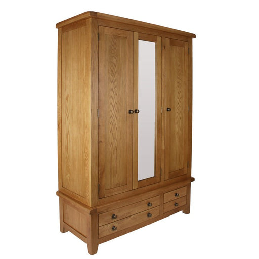 Torino Country Solid Oak Triple Wardrobe - The Furniture Mega Store 