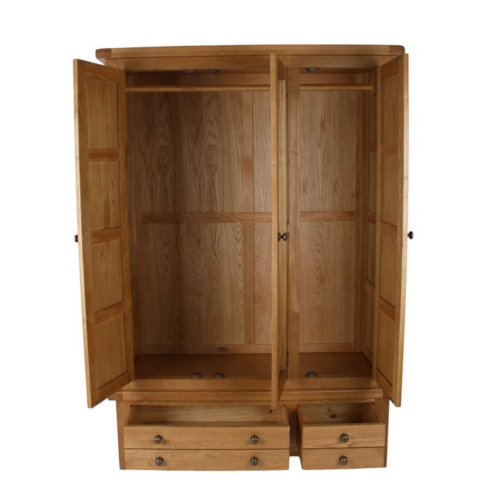 Torino Country Solid Oak Triple Wardrobe - The Furniture Mega Store 