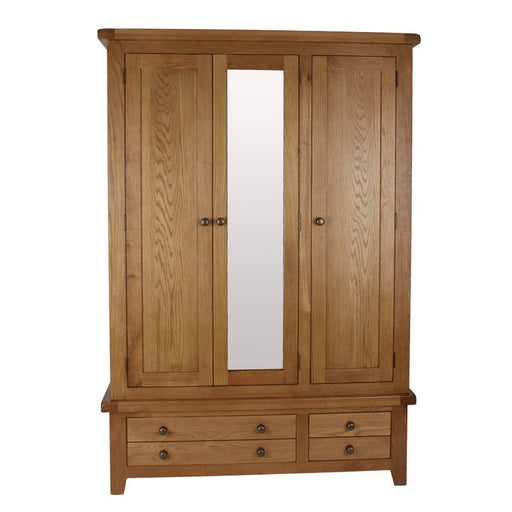 Torino Country Solid Oak Triple Wardrobe - The Furniture Mega Store 