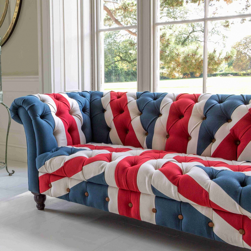 Union Jack Fabric Buttoned Chesterfield Sofa Collection - The Furniture Mega Store 