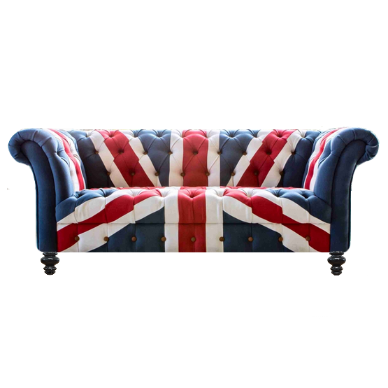 Union Jack Fabric Buttoned Chesterfield Sofa Collection The Furniture Mega Store
