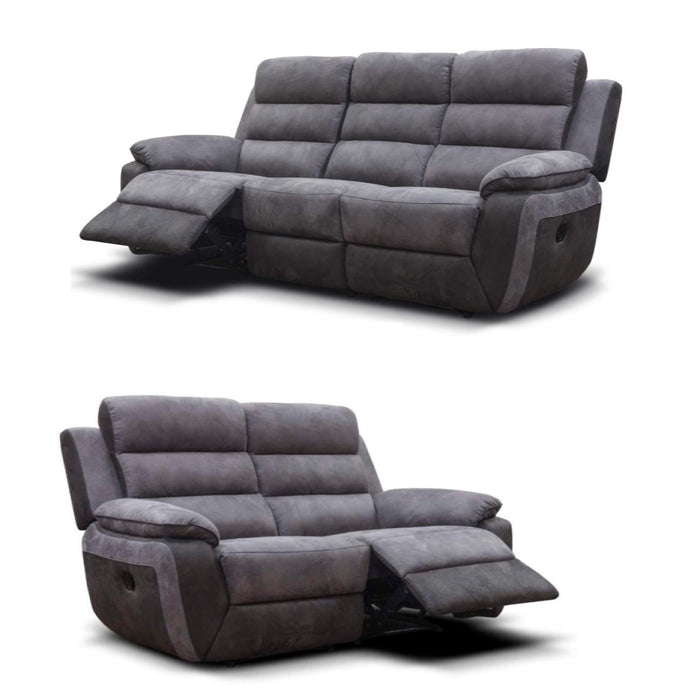 ELLIS 2 & 3 SEATER FABRIC RECLINER SOFA SET - Manual Reclining or Electrical Reclining. - The Furniture Mega Store 