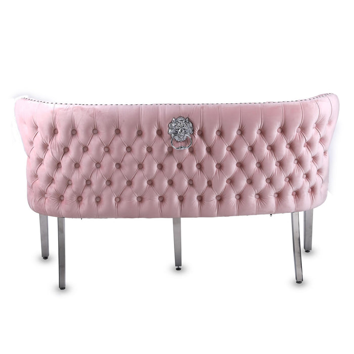 Valentino Pink Velvet Button Back Bench - The Furniture Mega Store 