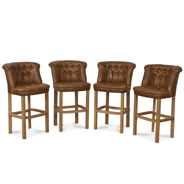 Parker Vintage Leather Buttoned Bar Stool - Choice Of Leathers & Legs - The Furniture Mega Store 