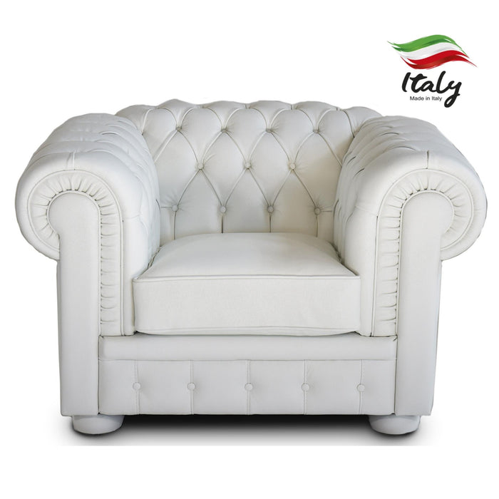 Victoria Italian Leather Chesterfield Armchair - Choice Of Leathers - The Furniture Mega Store 