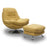 Luxe Fabric & Chrome Swivel Chair & Matching Footstool Set - Yellow/Gold - The Furniture Mega Store 