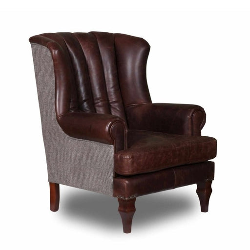 Scholar Sofa & Armchair Collection - Bespoke Vintage leather & Harris Tweed Options - The Furniture Mega Store 