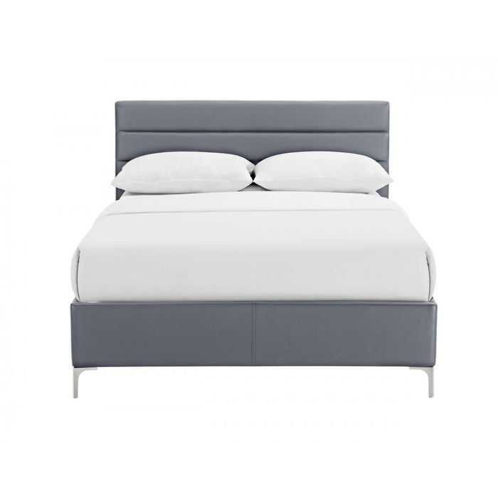 Grey Faux Leather 5' King Size Bed - The Furniture Mega Store 