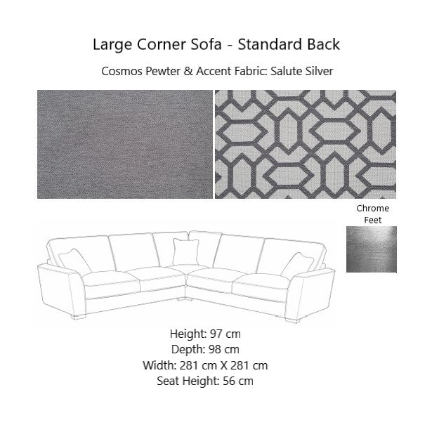 Atlantis Fabric Corner Sofa - Choice Of Sizes, Fabrics & Feet - The Furniture Mega Store 