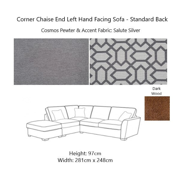 Atlantis Fabric Corner Sofa - Choice Of Sizes, Fabrics & Feet - The Furniture Mega Store 