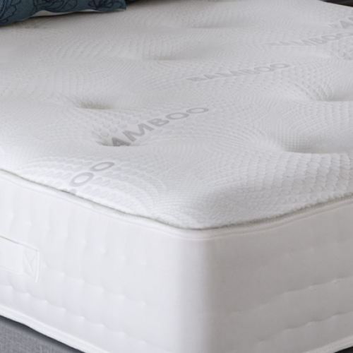 Bamboo 3000 Pocket Divan Bed Set - Grey Tweed - Base + Headboard + Mattress - Choice Of Sizes - The Furniture Mega Store 