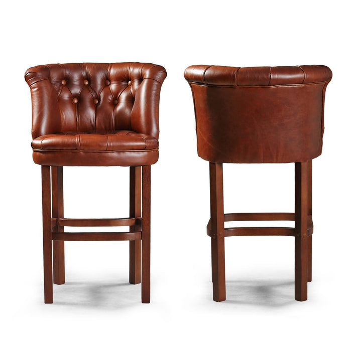 Parker Vintage Leather Buttoned Bar Stool - Choice Of Leathers & Legs - The Furniture Mega Store 