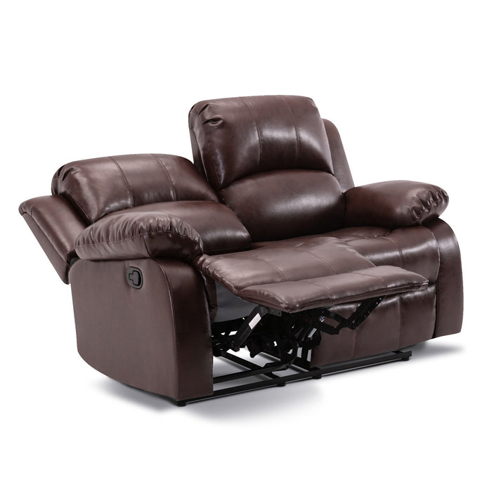 Callino Chestnut Brown Leather Recliner 3 Seater & 2 Seater Sofa Set - The Furniture Mega Store 