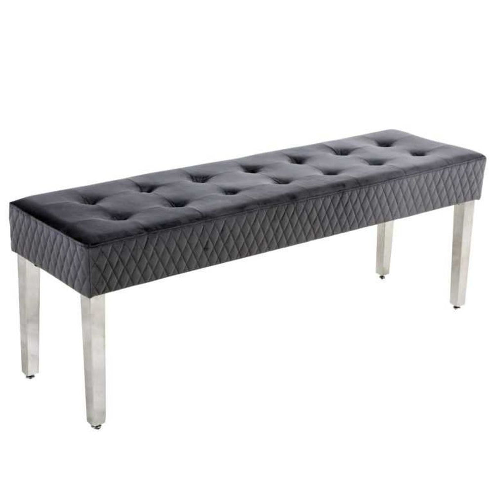 Grey velvet shop tufted bench