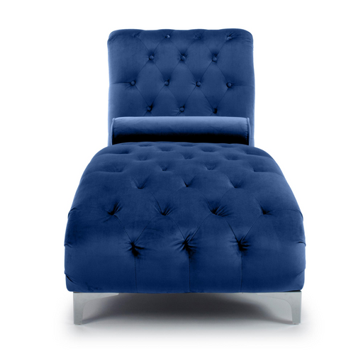 Luxury Blue Velvet Chaise Longue - The Furniture Mega Store 