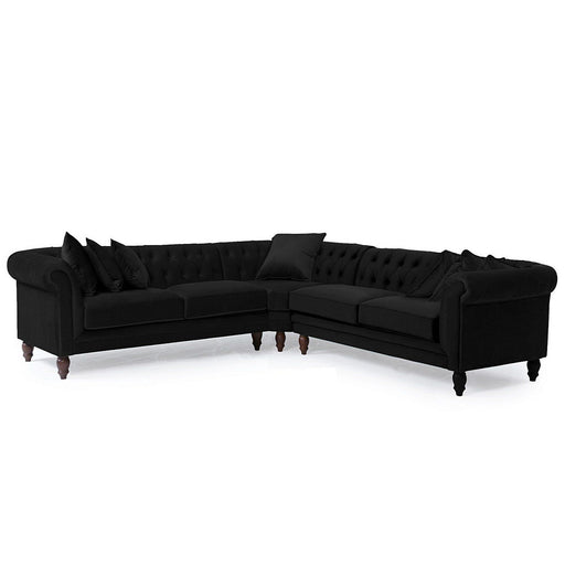 Classic Chesterfield Plush Velvet Corner Sofa - Choice Of Colours - The Furniture Mega Store 