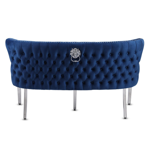 Valentino Blue Velvet Button Back Bench - The Furniture Mega Store 