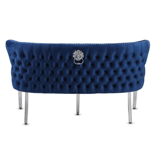 Valentino Blue Velvet Button Back Bench The Furniture Mega Store