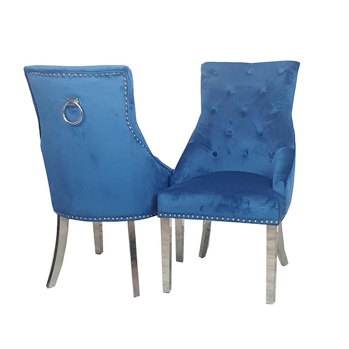 Cheshire Knocker Back Velvet Dining Chairs - Set Of 2 - Choice Of Colours - The Furniture Mega Store 