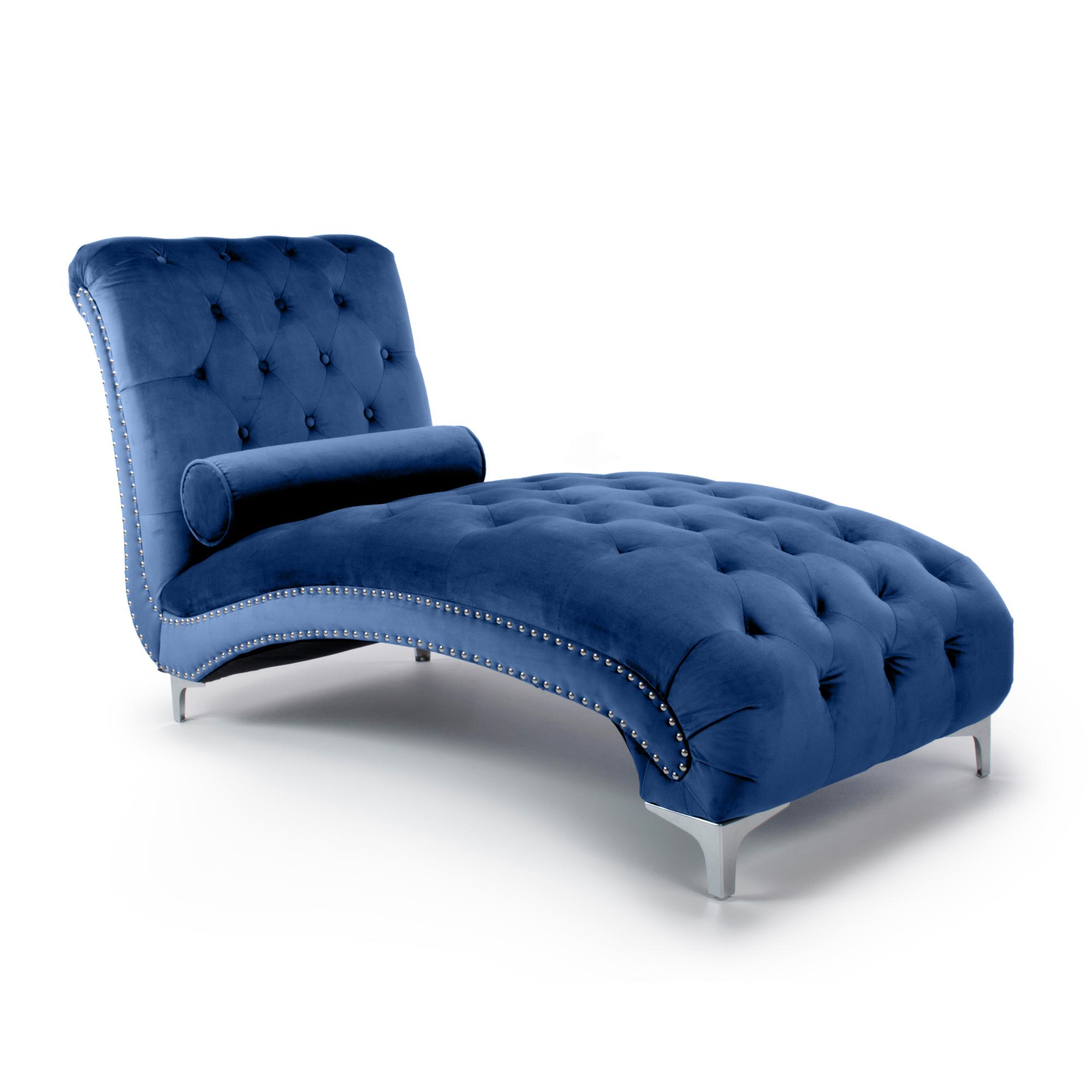 Luxury Blue Velvet Chaise Longue The Furniture Mega Store