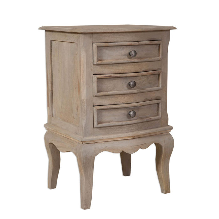 Calais Grey Wash 3 Drawer Bedside Cabinet - The Furniture Mega Store 