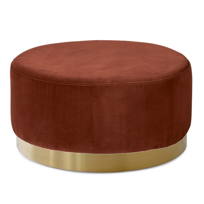 Bond Round Cocktail Ottoman - Choice Of Fabrics & Chrome Or Gold Base - The Furniture Mega Store 