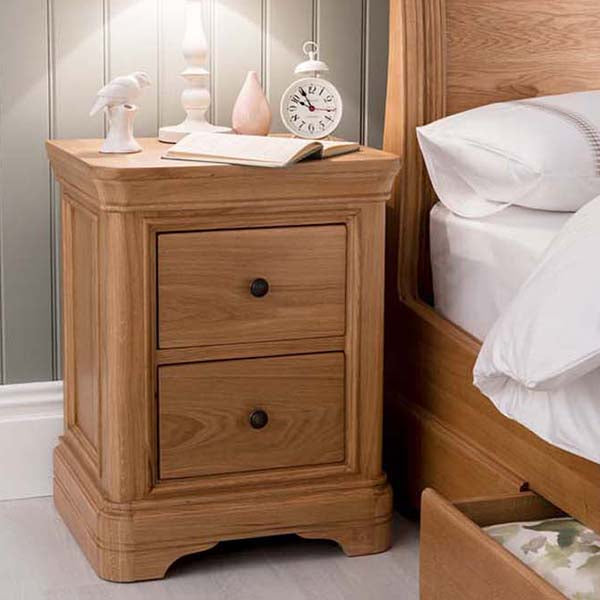 Chambery Natural Oak 2 Drawer Bedside - The Furniture Mega Store 