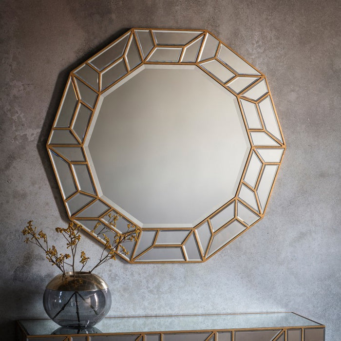 Celeste Decagon Wall Mirror - Gold - 105 cm Diameter - The Furniture Mega Store 