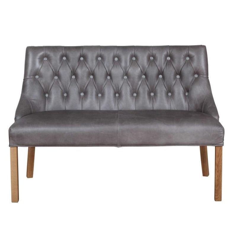 Brown leather outlet bench with back