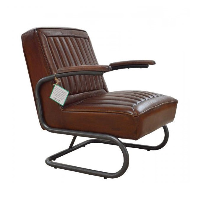 Calcula Brown Aniline Leather Chair - The Furniture Mega Store 