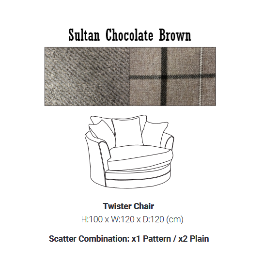 Charlotte Fabric Swivel Chair - Choice Of Sizes & Fabrics - The Furniture Mega Store 