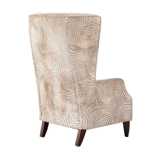 Coco Swirl Gold Throne Winged Fabric Accent Chair - Choice Of Legs - The Furniture Mega Store