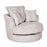 Coco Truffle Fabric Swivel Chair - Valencia Spot Natural Scatter Cushions - The Furniture Mega Store 