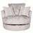 Coco Truffle Fabric Swivel Chair - Valencia Spot Natural Scatter Cushions - The Furniture Mega Store 