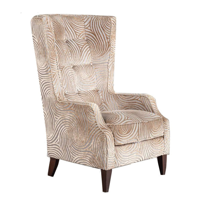 Coco Swirl Gold Throne Winged Fabric Accent Chair - Choice Of Legs - The Furniture Mega Store 