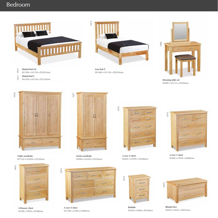 Bevel Natural Solid Oak 3 Door 2 Drawer Triple Wardrobe - The Furniture Mega Store 