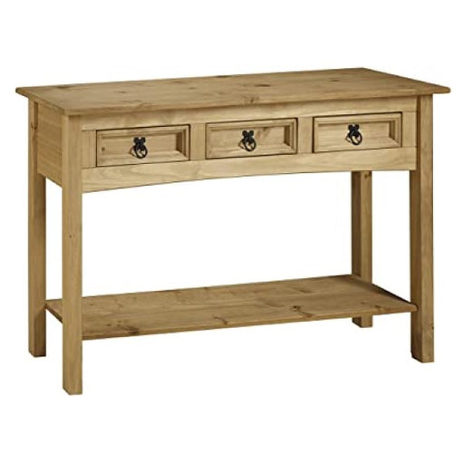 Corona 3 Drawer Console Table - Distressed Waxed Pine - The Furniture Mega Store 
