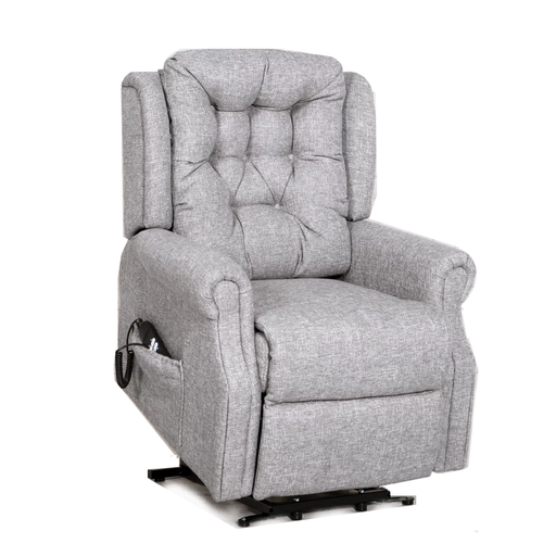 Belvedere Silver Fabric Dual Motor Riser Recliner Chair - Choice Of Sizes - The Furniture Mega Store