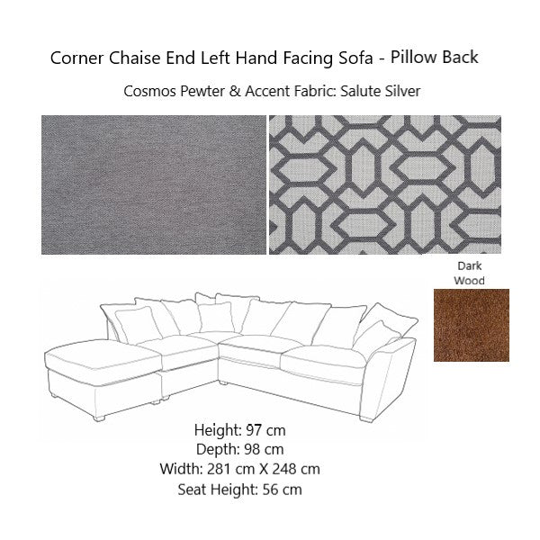 Atlantis Fabric Corner Sofa - Choice Of Sizes, Fabrics & Feet - The Furniture Mega Store 